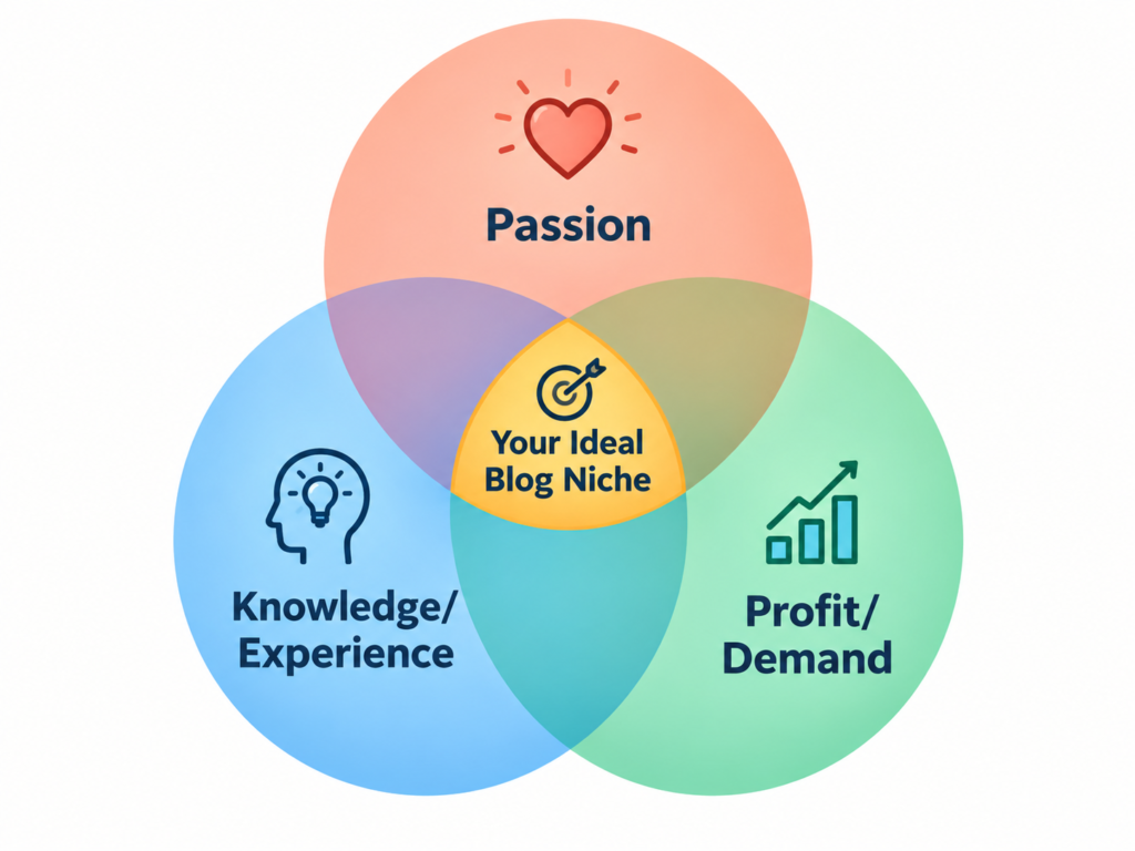 3-circle method to choose a blog niche