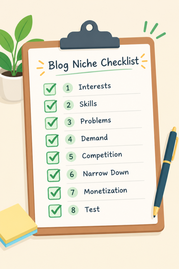step by step checklist for choosing a blog niche