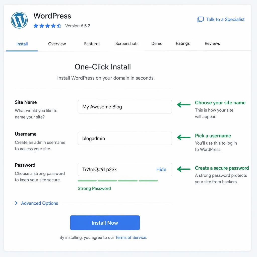 installing WordPress for your first blog.