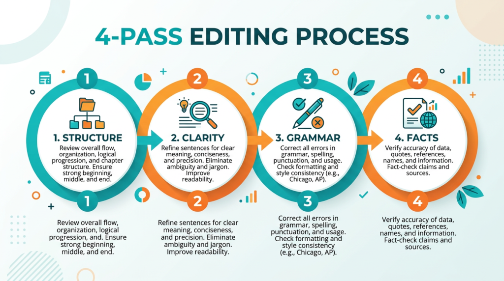four-pass editing process for blog posts